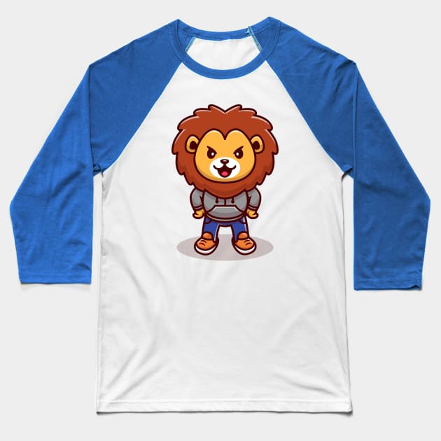 Cute Lion Mascot Cartoon Baseball T-Shirt by Catalyst Labs